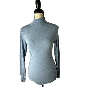 REISS light weight Wool  Blend Sweater Pullover Mock neck XS‎ Blue Cinched